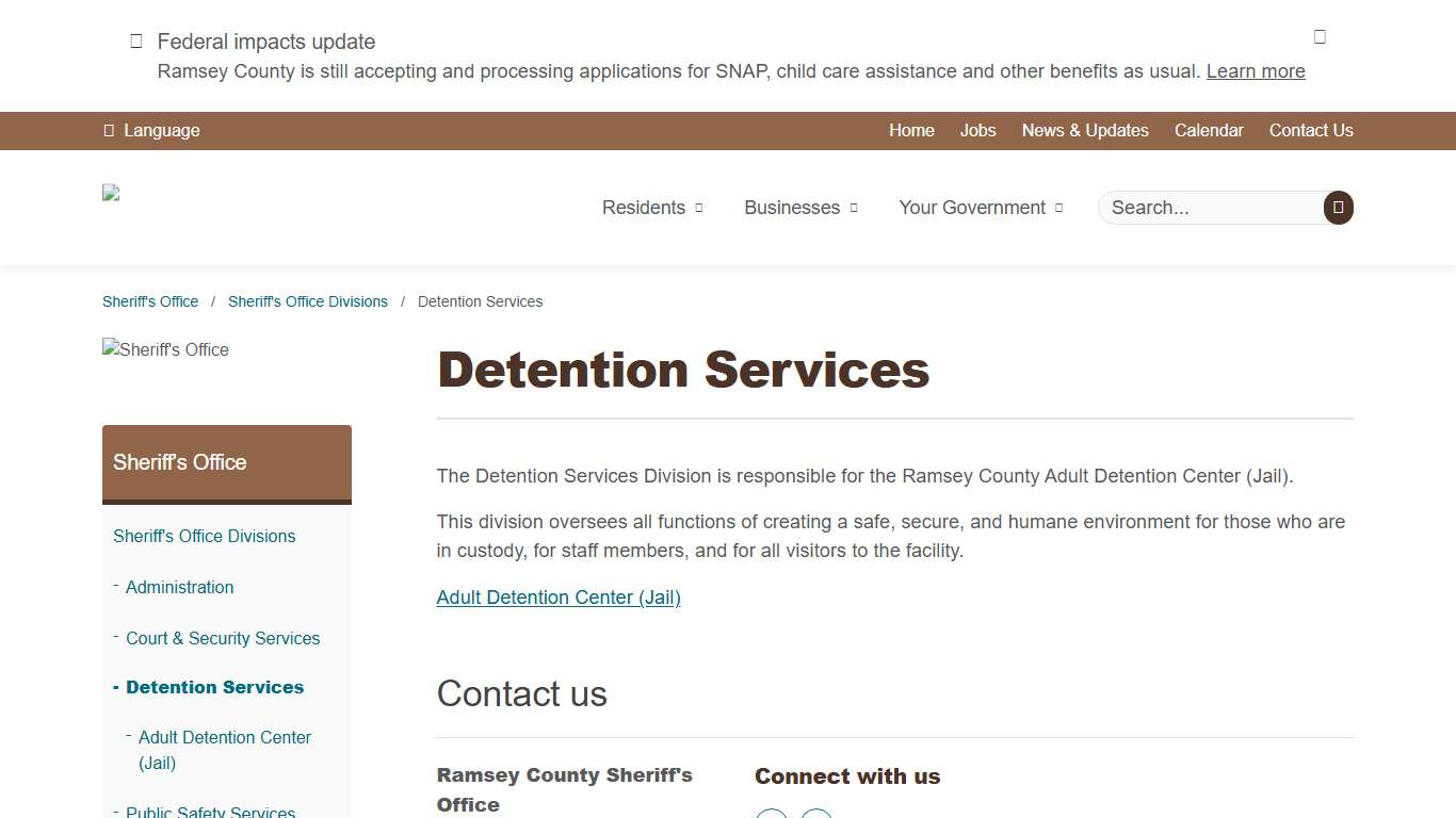 Detention Services | Ramsey County, Minnesota
